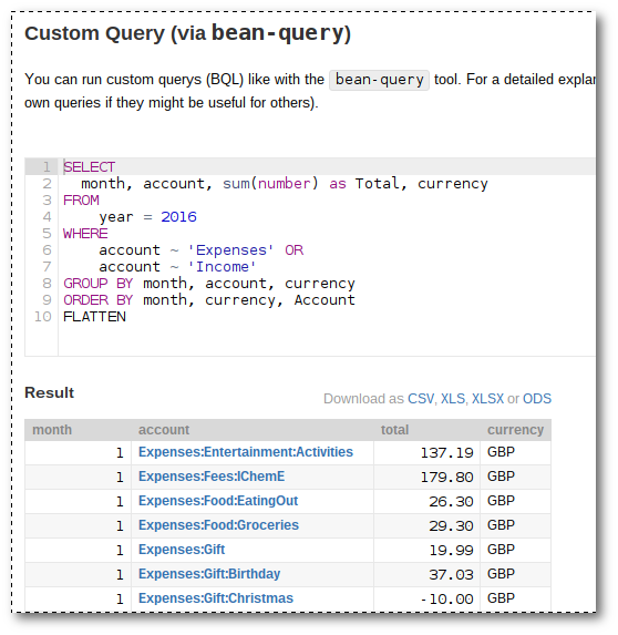 bean-query from fava